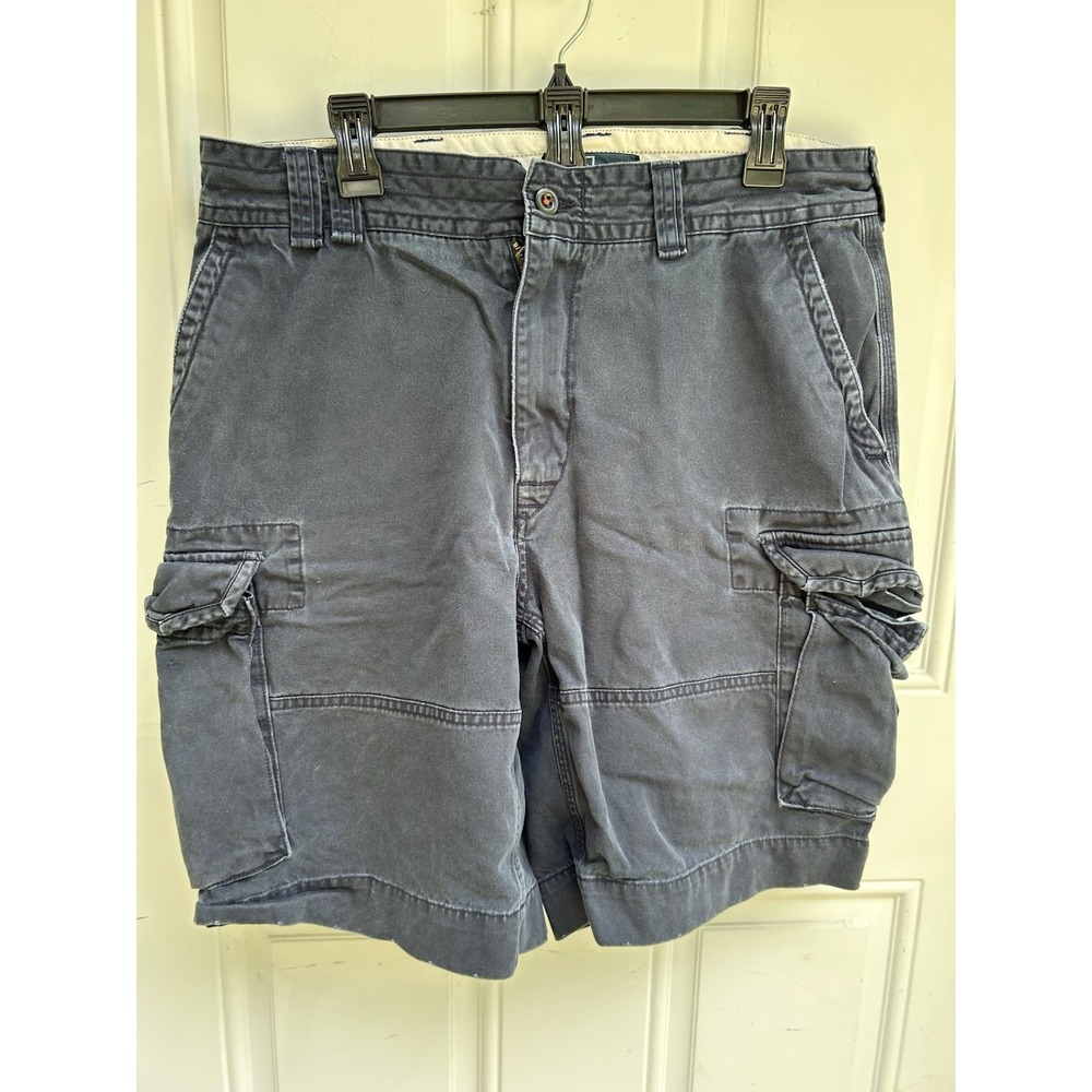 Vintage Polo Ralph Lauren Navy Utility Gellar Fatigue Cargo Shorts Size 34 Y2K
